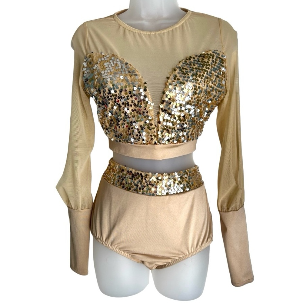 Kelle 2 Piece Gold Dance Lyrical Jazz Costume Size Adult Large